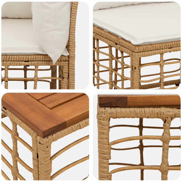 Set de canapele de exterior 10 pcs Alb Natural și Crem - WALTI WALTI