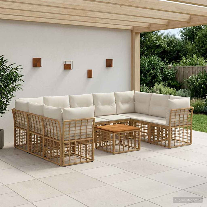 Set de canapele de exterior 10 pcs Alb Natural și Crem - WALTI WALTI