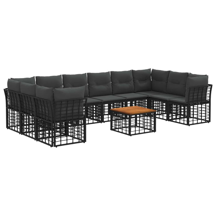 Set de canapele de exterior 11 pcs Negru și Gri închis - WALTI WALTI
