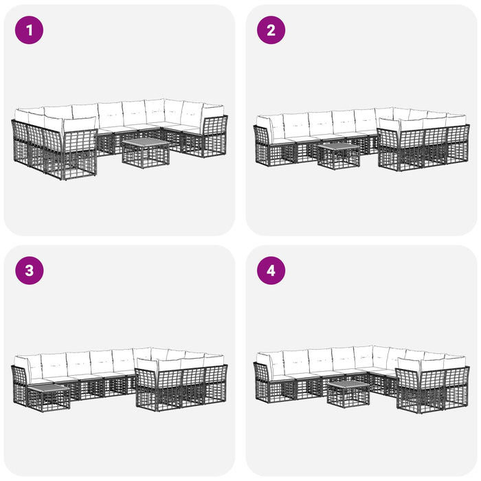 Set de canapele de exterior 11 pcs Negru și Gri închis - WALTI WALTI