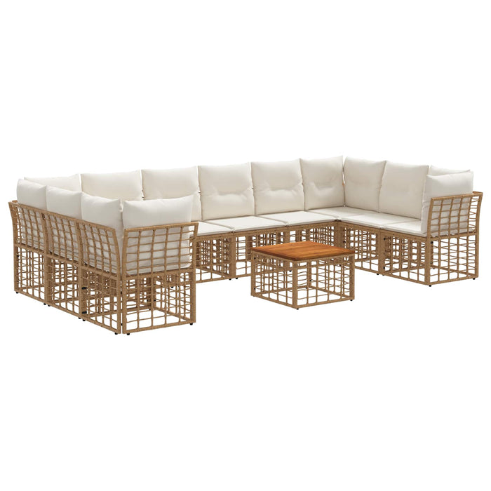 Set de canapele de exterior 11 pcs Alb Natural și Crem - WALTI WALTI