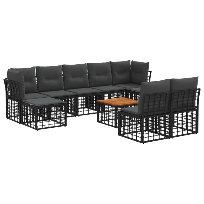 Set de canapele de exterior 10 pcs Negru și Gri închis - WALTI WALTI