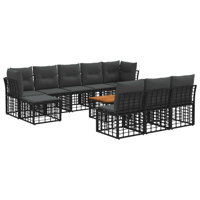 Set de canapele de exterior 11 pcs Negru și Gri închis - WALTI WALTI
