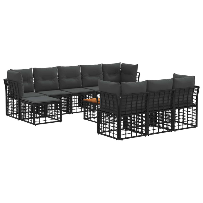 Set de canapele de exterior 11 pcs Negru și Gri închis - WALTI WALTI