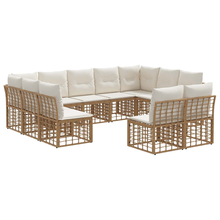 Set de canapele de exterior Alb Natural și Crem Poliester - WALTI WALTI