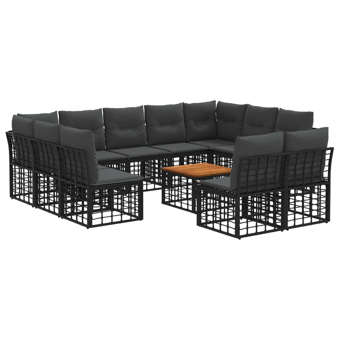Set de canapele de exterior 12 pcs Negru și Gri închis - WALTI WALTI
