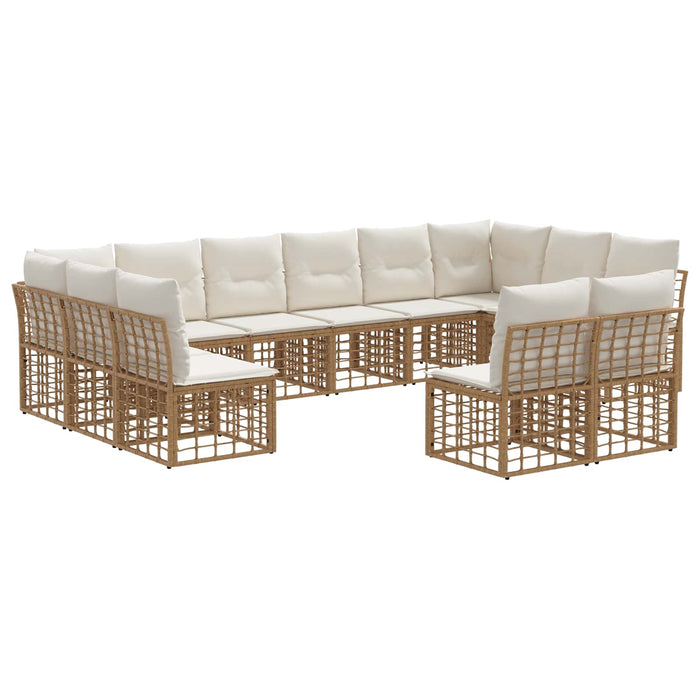 Set de canapele de exterior Alb Natural și Crem Poliester - WALTI WALTI