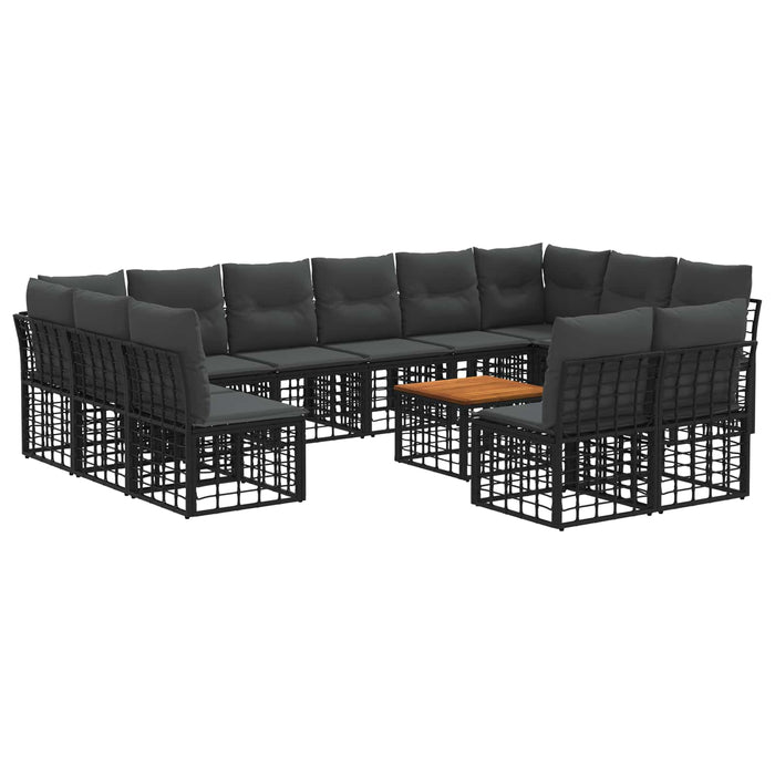 Set de canapele de exterior 13 pcs Negru și Gri închis - WALTI WALTI