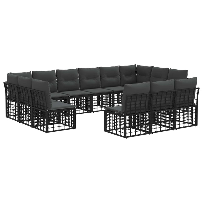 Set de canapele de exterior Negru și Gri închis Poliester - WALTI WALTI