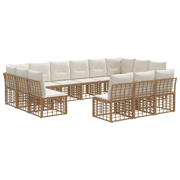 Set de canapele de exterior Alb Natural și Crem Poliester - WALTI WALTI