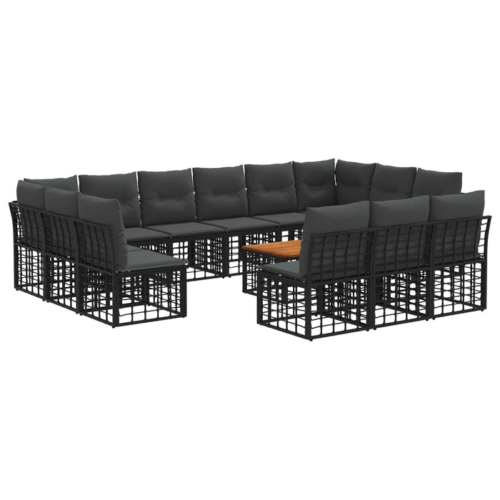 Set de canapele de exterior 14 pcs Negru și Gri închis - WALTI WALTI