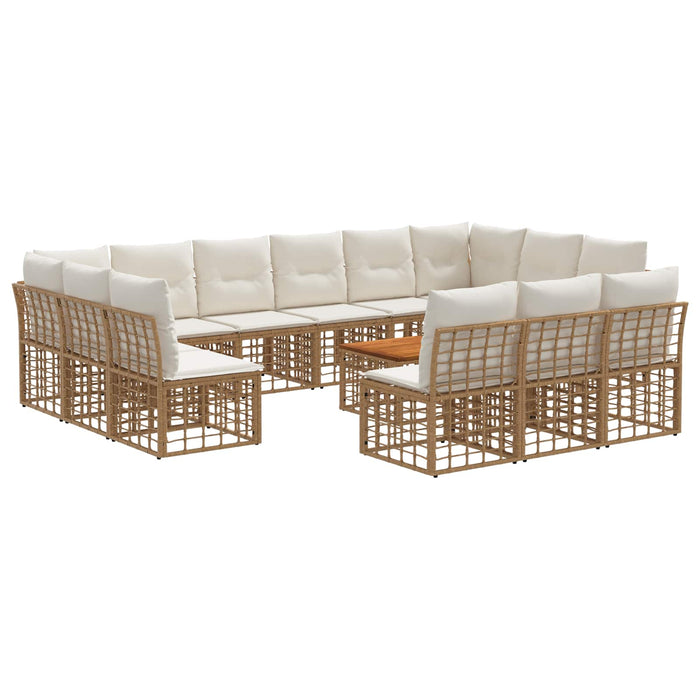 Set de canapele de exterior 14 pcs Alb Natural și Crem - WALTI WALTI