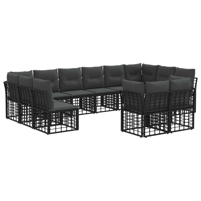 Set de canapele de exterior Negru și Gri închis Poliester - WALTI WALTI