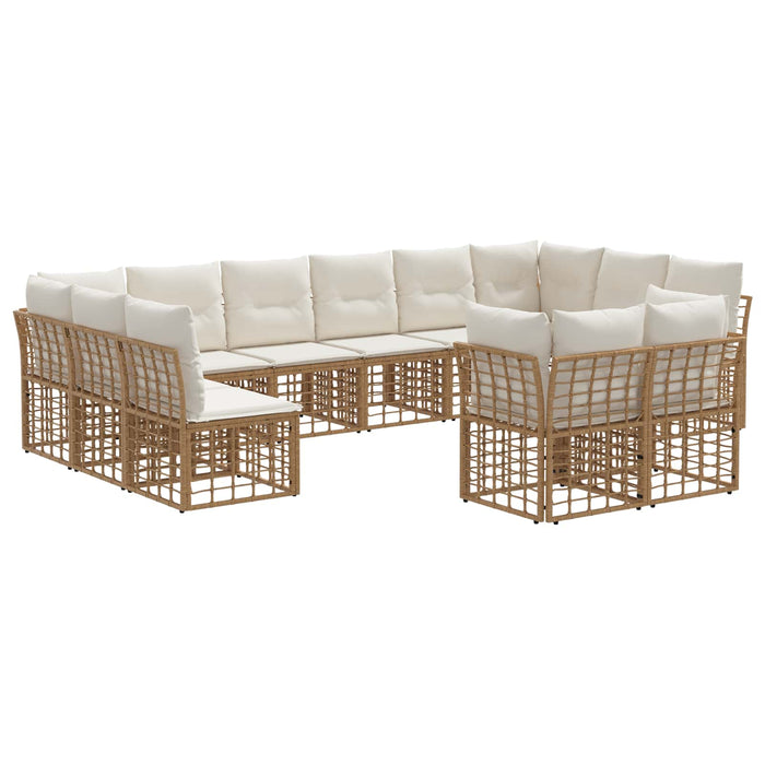 Set de canapele de exterior Alb Natural și Crem Poliester - WALTI WALTI