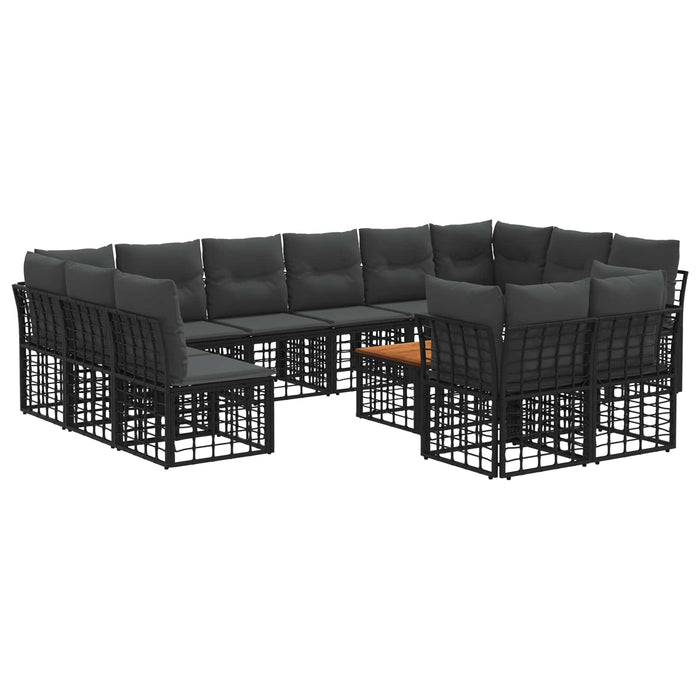 Set de canapele de exterior 13 pcs Negru și Gri închis - WALTI WALTI