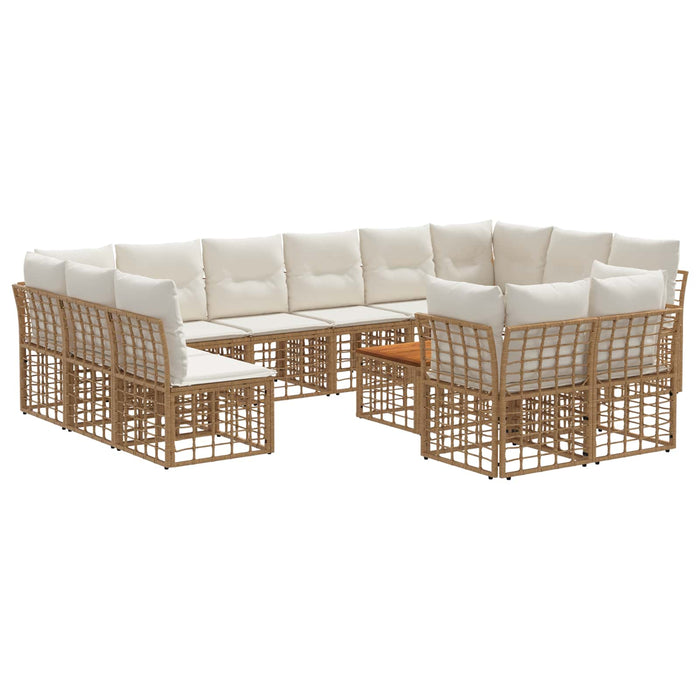 Set de canapele de exterior 13 pcs Alb Natural și Crem - WALTI WALTI