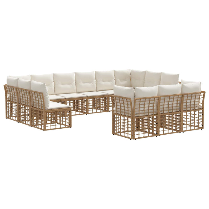 Set de canapele de exterior Alb Natural și Crem Poliester - WALTI WALTI