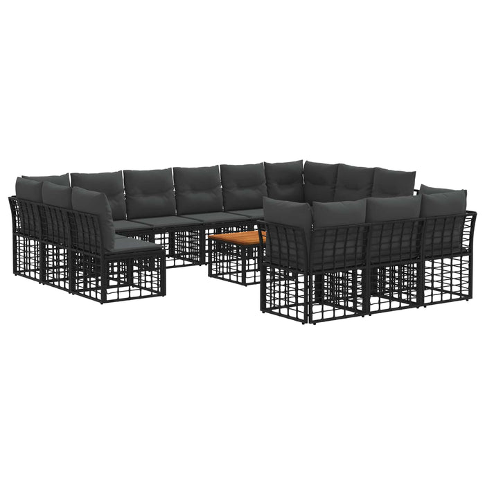 Set de canapele de exterior 14 pcs Negru și Gri închis - WALTI WALTI
