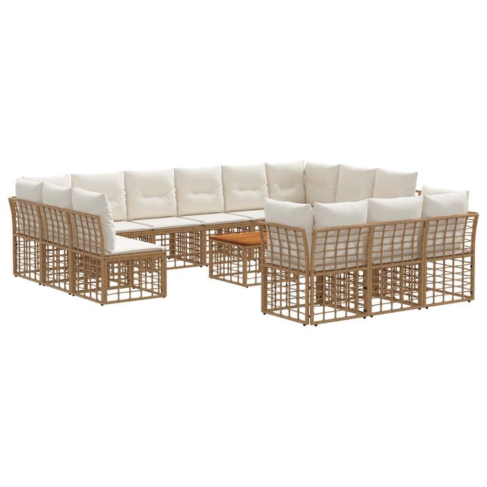 Set de canapele de exterior 14 pcs Alb Natural și Crem - WALTI WALTI