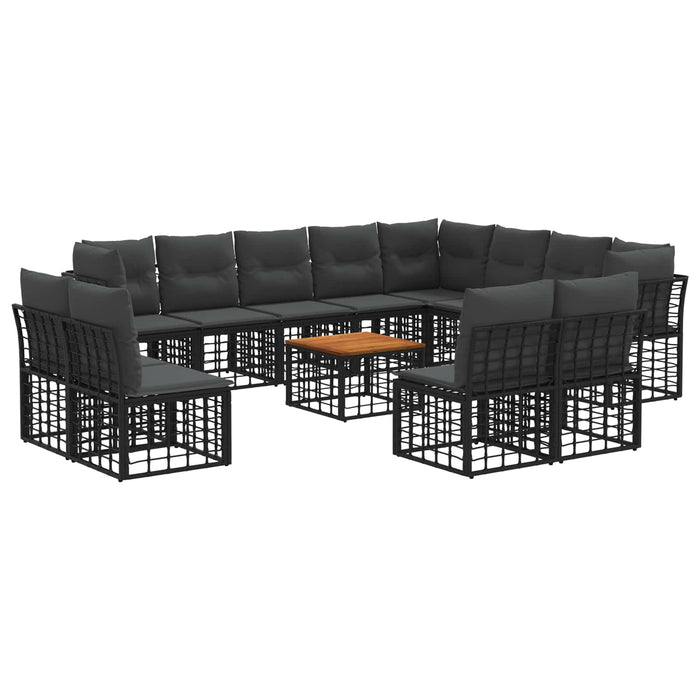 Set de canapele de exterior 13 pcs Negru și Gri închis - WALTI WALTI