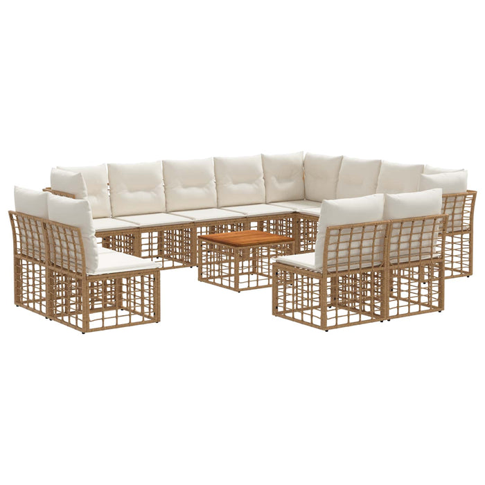 Set de canapele de exterior 13 pcs Alb Natural și Crem - WALTI WALTI