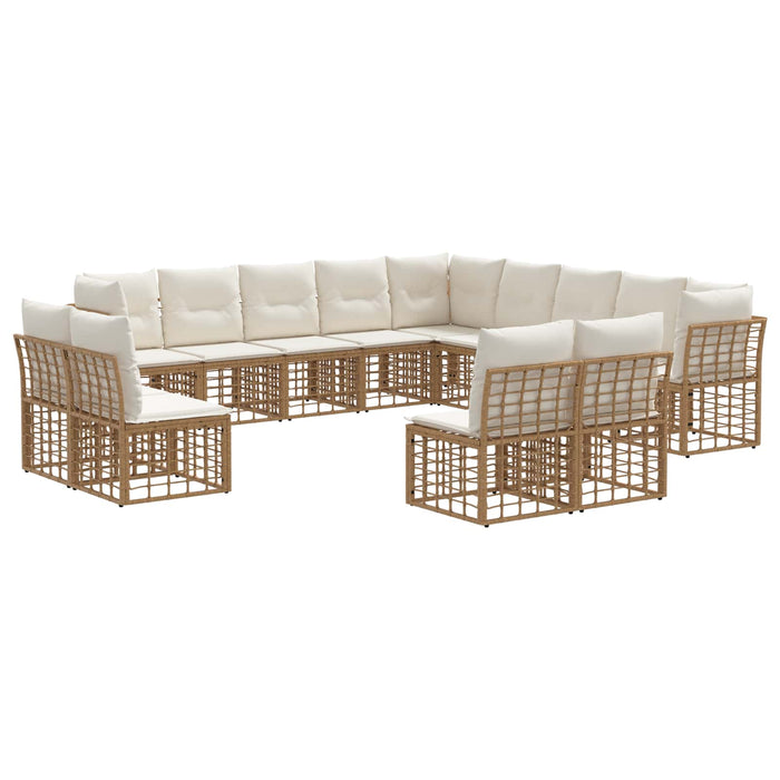 Set de canapele de exterior Alb Natural și Crem Poliester - WALTI WALTI
