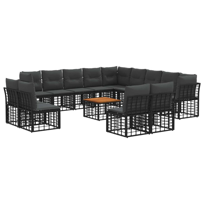 Set de canapele de exterior 14 pcs Negru și Gri închis - WALTI WALTI