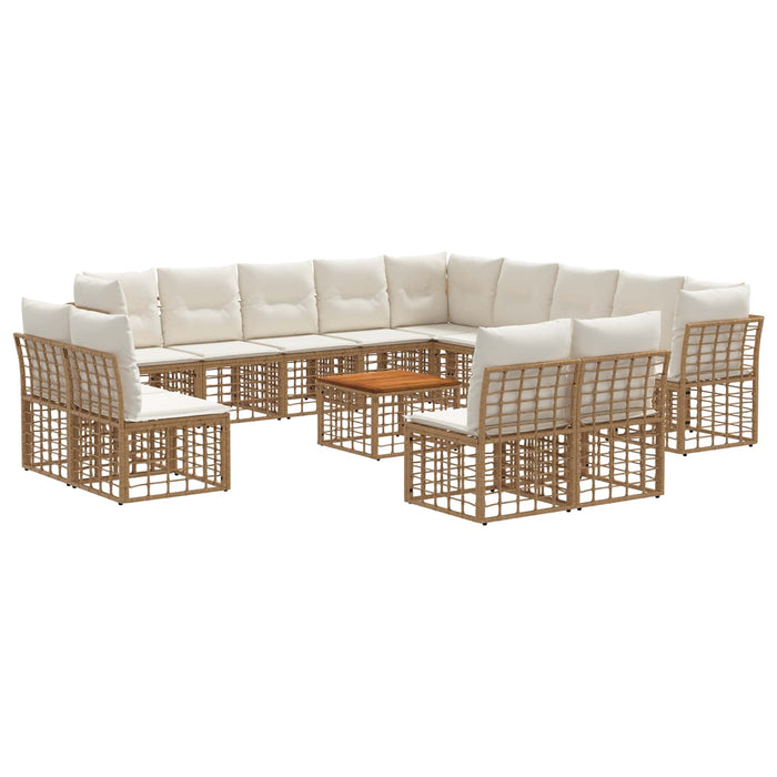 Set de canapele de exterior 14 pcs Alb Natural și Crem - WALTI WALTI