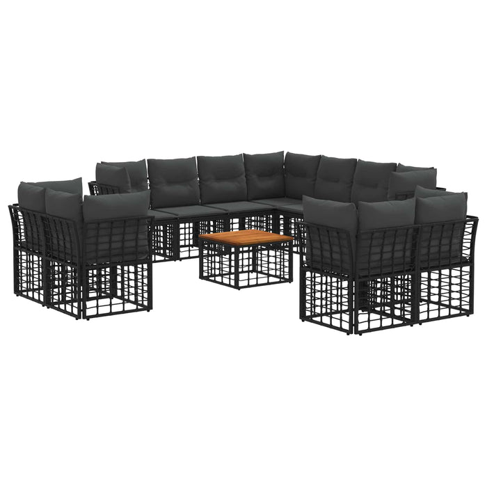Set de canapele de exterior 12 pcs Negru și Gri închis - WALTI WALTI