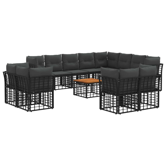 Set de canapele de exterior 13 pcs Negru și Gri închis - WALTI WALTI