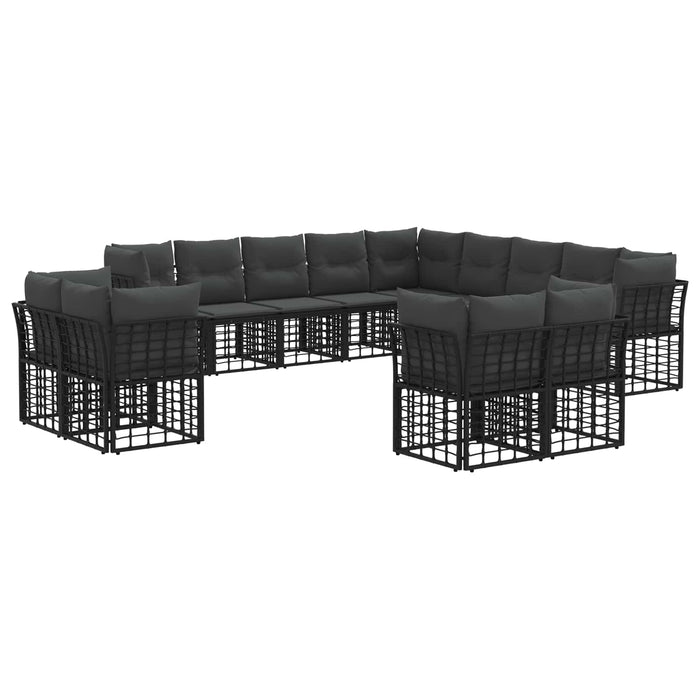 Set de canapele de exterior Negru și Gri închis Poliester - WALTI WALTI