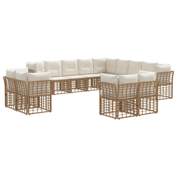 Set de canapele de exterior Alb Natural și Crem Poliester - WALTI WALTI