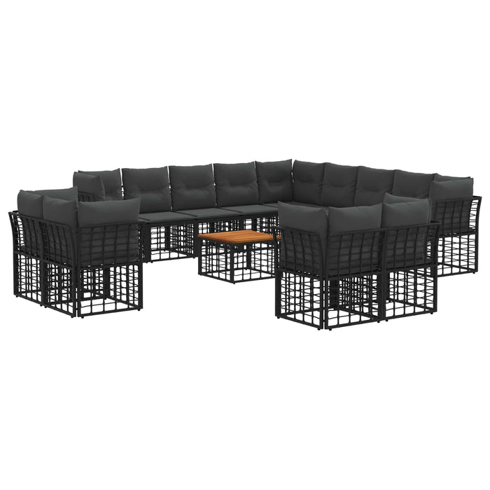 Set de canapele de exterior 14 pcs Negru și Gri închis - WALTI WALTI