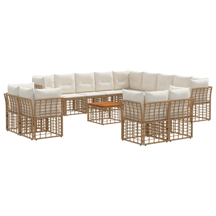 Set de canapele de exterior 14 pcs Alb Natural și Crem - WALTI WALTI