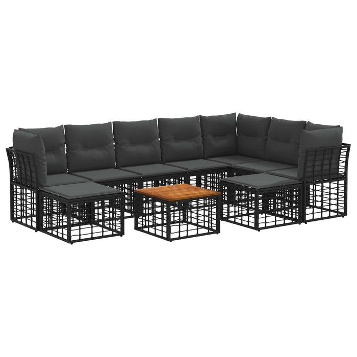 Set de canapele de exterior 10 pcs Negru și Gri închis - WALTI WALTI