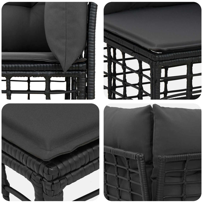 Set de canapele de exterior 8 pcs Negru și Gri închis Poliester - WALTI WALTI