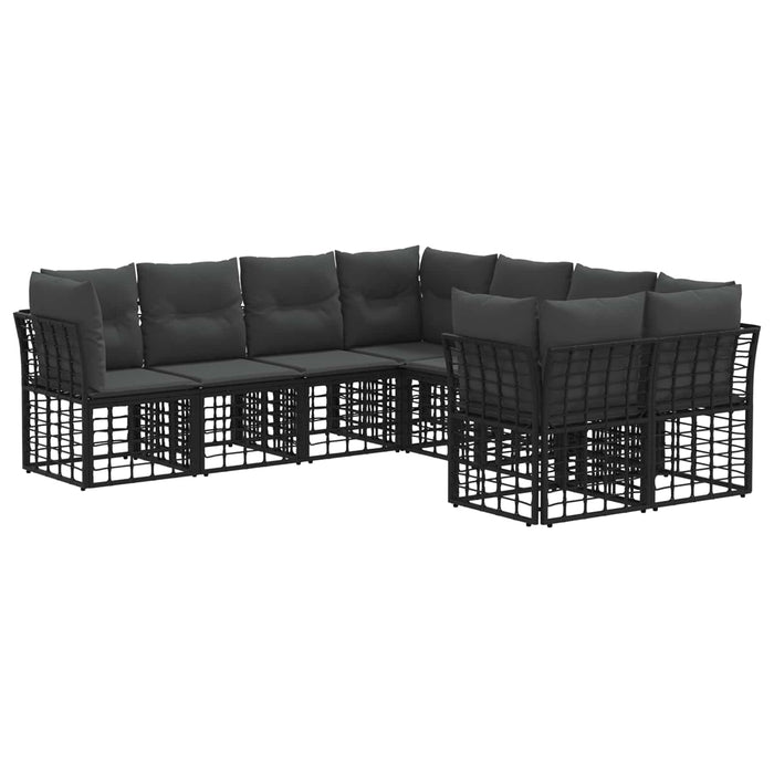 Set de canapele de exterior 8 pcs Negru și Gri închis Poliester - WALTI WALTI