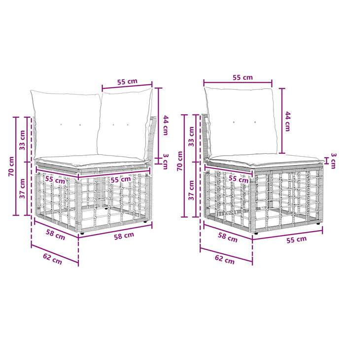 Set de canapele de exterior 8 pcs Negru și Gri închis Poliester - WALTI WALTI