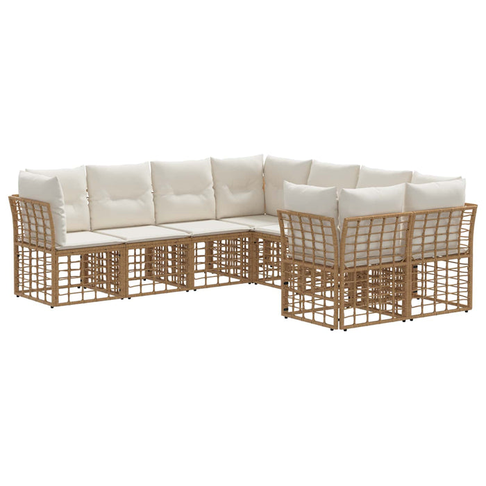 Set de canapele de exterior 8 pcs Alb Natural și Crem Poliester - WALTI WALTI