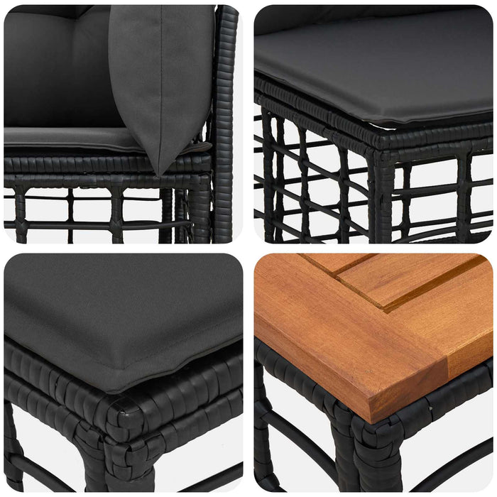 Set de canapele de exterior 11 buc. Negru și Gri închis WALTI