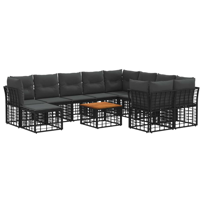 Set de canapele de exterior 11 buc. Negru și Gri închis WALTI