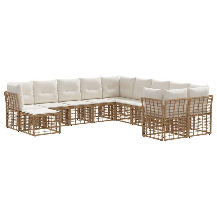 Set de canapele de exterior 11 pcs Alb Natural și Crem - WALTI WALTI