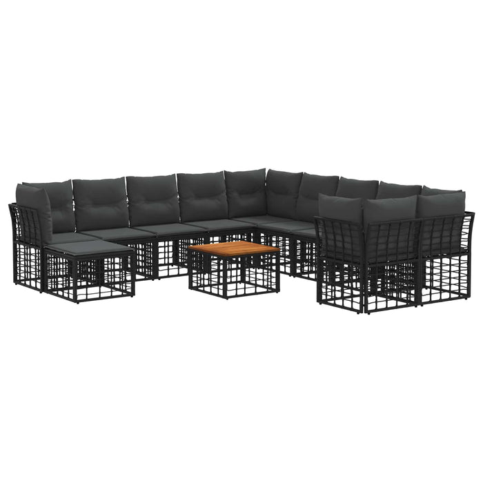 Set de canapele de exterior 12 pcs Negru și Gri închis - WALTI WALTI