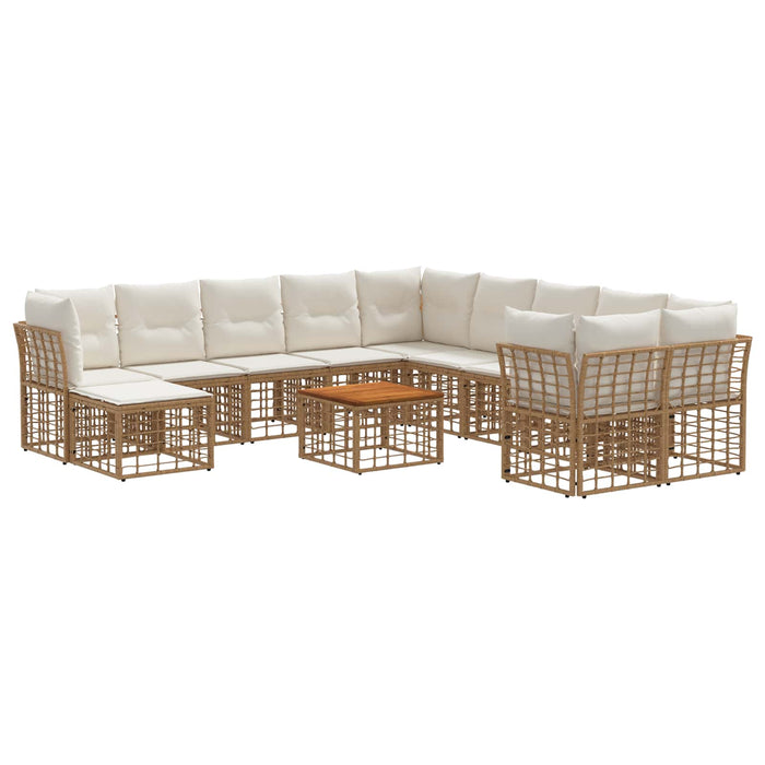 Set de canapele de exterior 12 pcs Alb Natural și Crem - WALTI WALTI