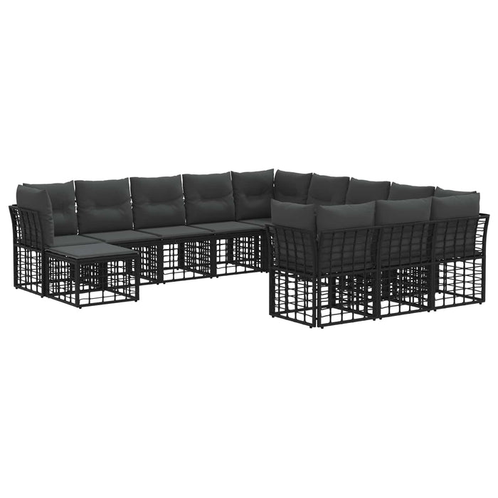Set de canapele de exterior 12 pcs Negru și Gri închis - WALTI WALTI