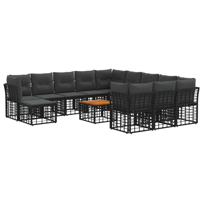 Set de canapele de exterior 13 pcs Negru și Gri închis - WALTI WALTI
