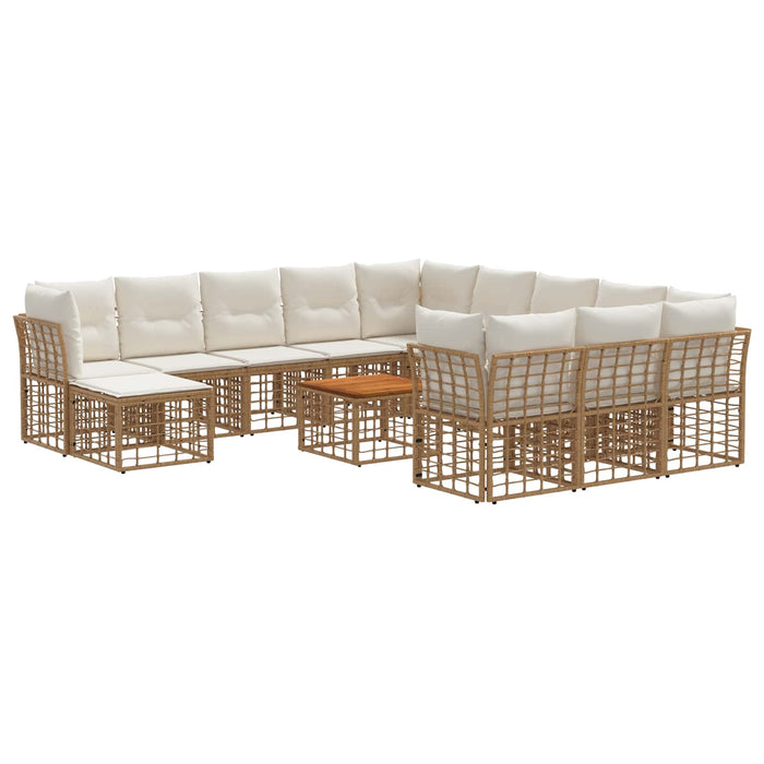 Set de canapele de exterior 13 pcs Alb Natural și Crem - WALTI WALTI