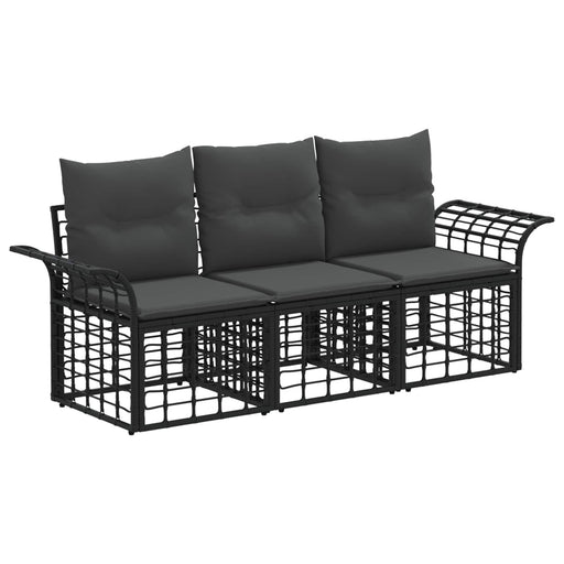 Set de canapele de exterior 3 pcs Negru și Gri închis Poliester - WALTI WALTI
