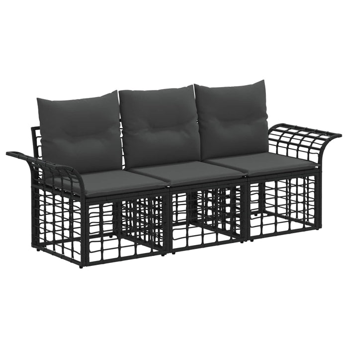 Set de canapele de exterior 3 pcs Negru și Gri închis Poliester - WALTI WALTI