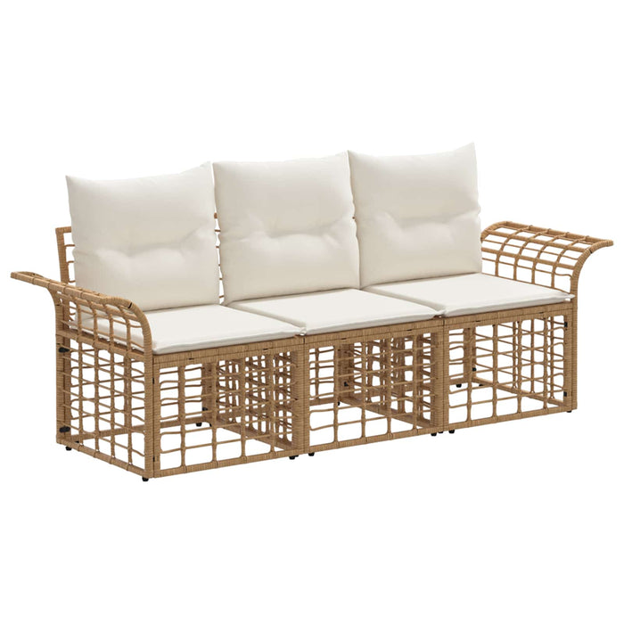 Set de canapele de exterior 3 pcs Alb Natural și Crem Poliester - WALTI WALTI